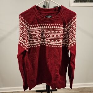 Abercrombie & Fitch Faire Isle Crewneck Sweater Red White